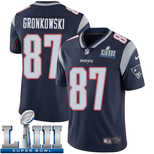 Men New England Patriots #87 Gronkowski blue Nike Vapor Untouchable Limited 2019 Super Bowl LIII NFL Jerseys